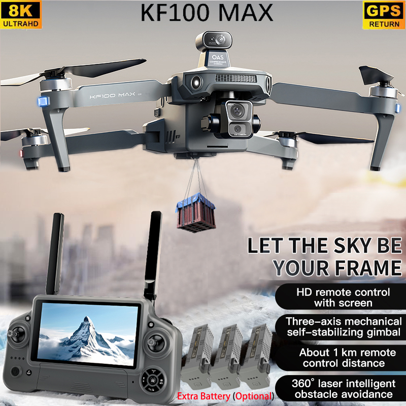 Rc Helicopter Electric - Kf100 max gps drone 4k câmera